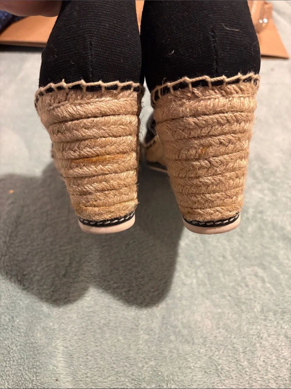 Tory Burch Black Espadrille Ankle-Strap Wedges